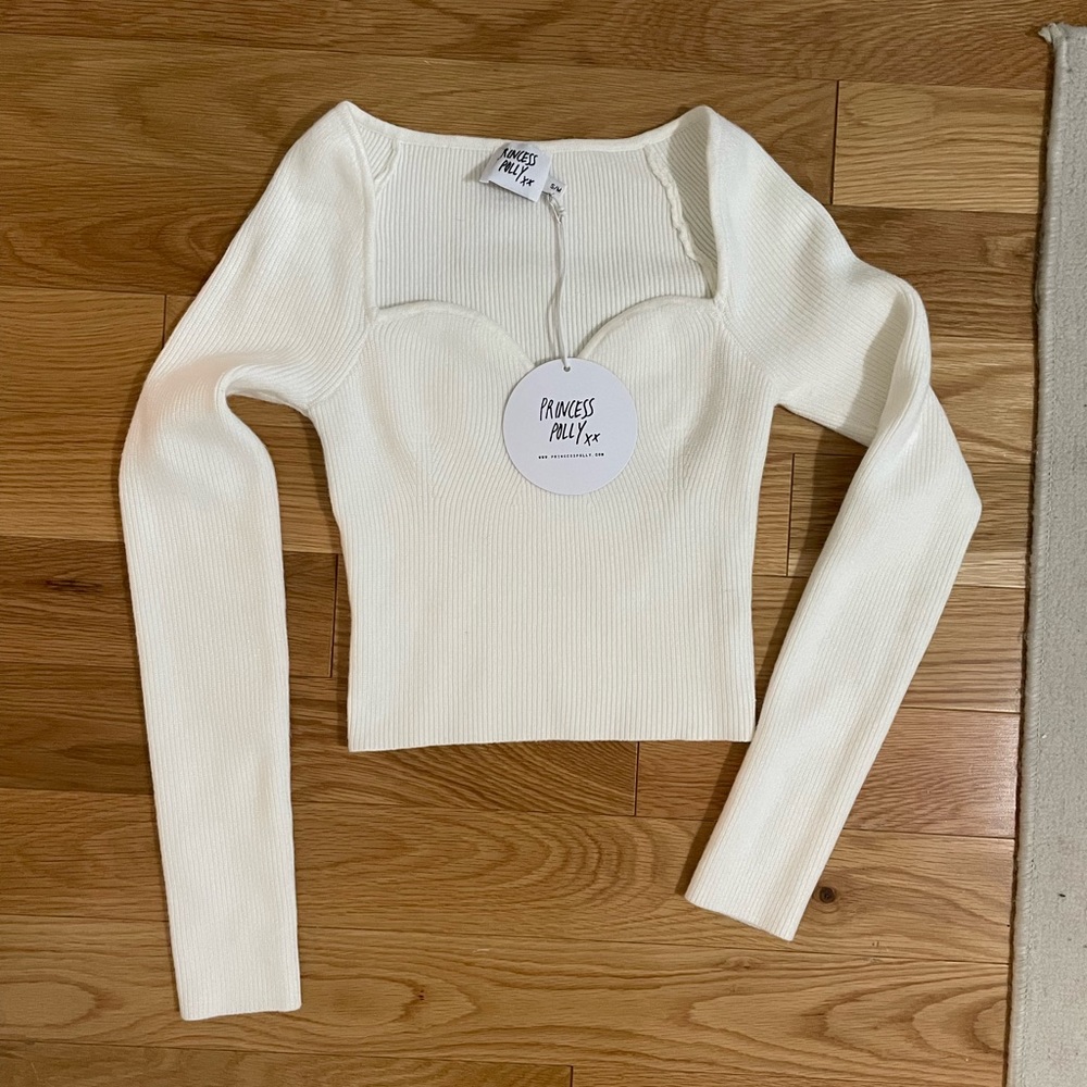 hello molly white long sleeve crop